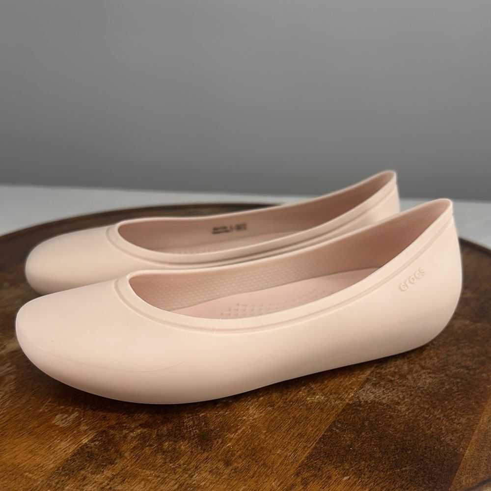 Crocs Shoes Wm 4 Pink Rubber Ballet Flat Slip On